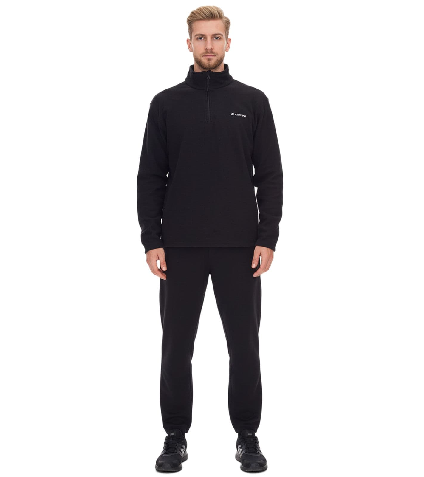 Suéter polar de entrenamiento con cremallera para hombre LOTTO MPFX1000NET, color negro