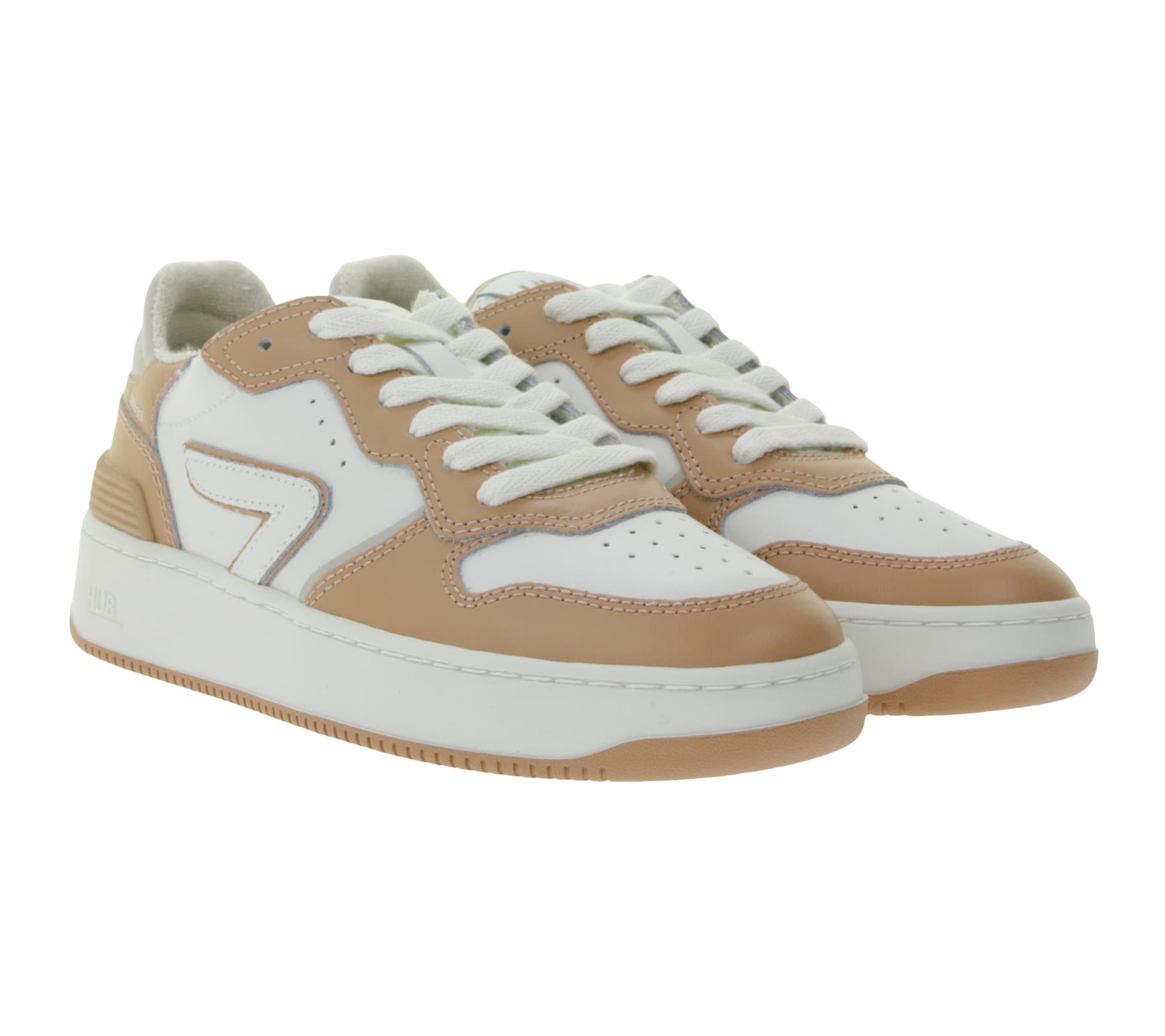 Zapatillas HUB Smash L31 para mujer con forro de felpa, piel auténtica, W50008L31-L10-947, blanco/rosa