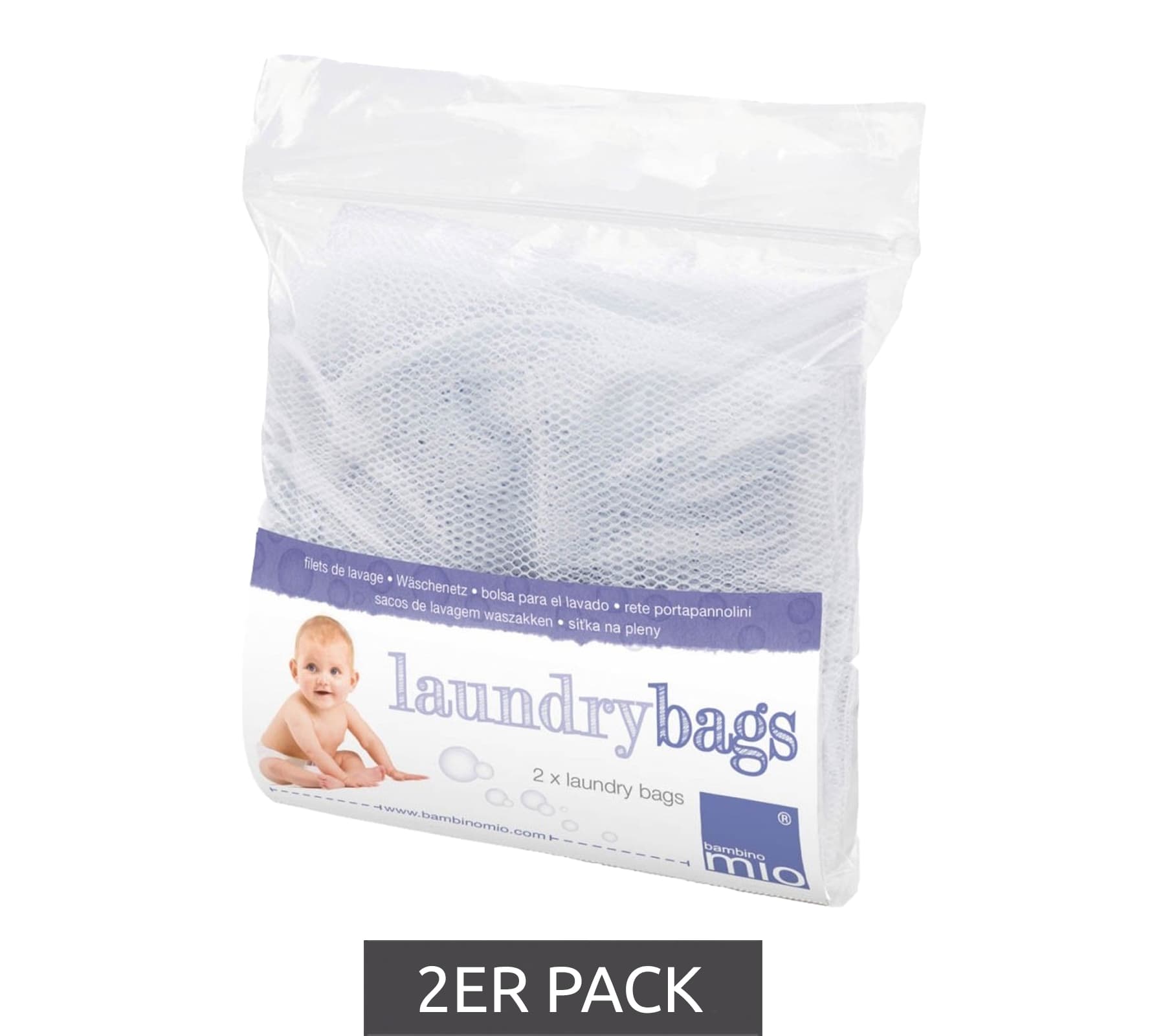 Bolsas de lavandería Bambino para lavar pañales usados, blancas, paquete de 2