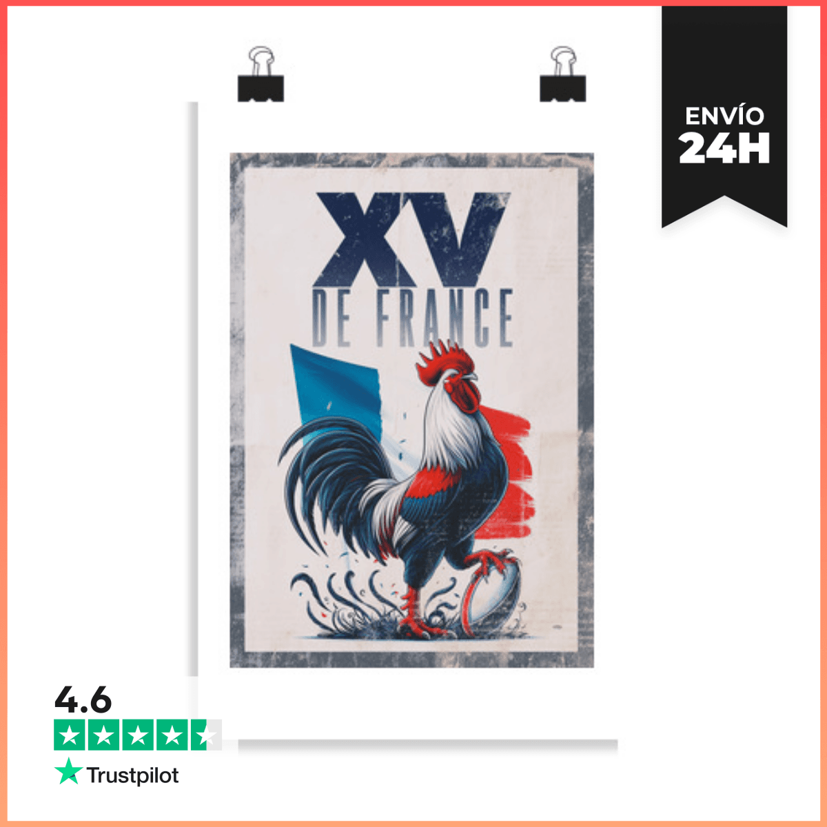 Póster Vertical 2:3 - (20 X 30 Cm) xv de francia - rugby
