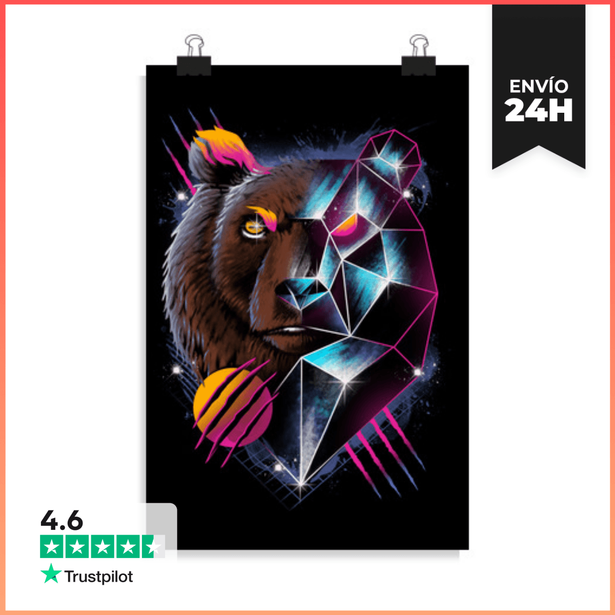Póster Vertical 2:3 - (20 X 30 Cm) rad oso laTostadora