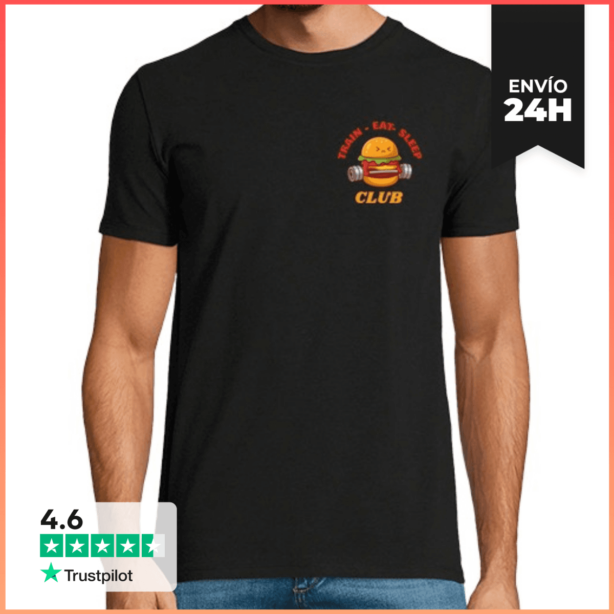 Camiseta Hombre Manga Corta Entrenar comer dormir hombre