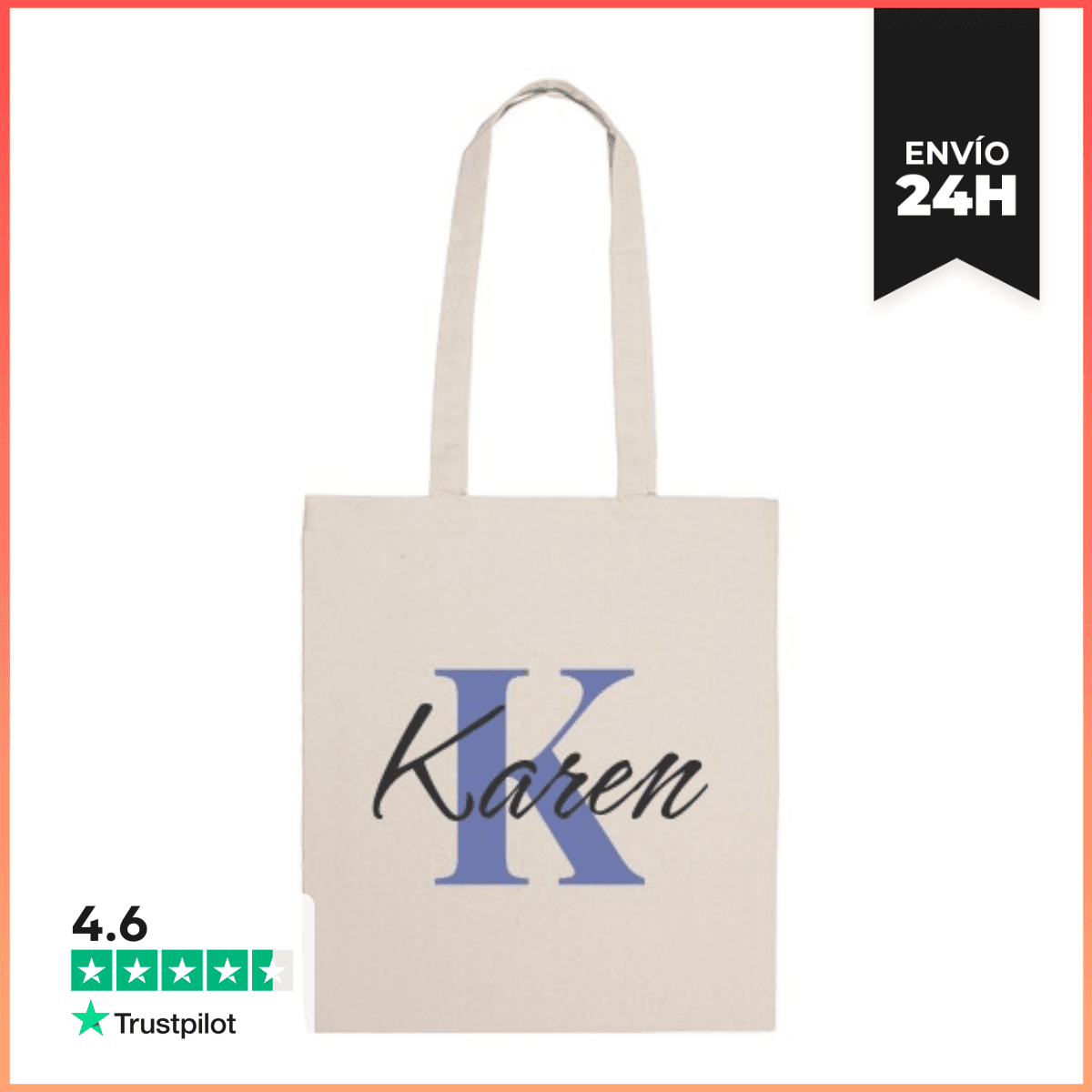 Bolsa De Tela personalizada inicial y nombre - K laTostadora
