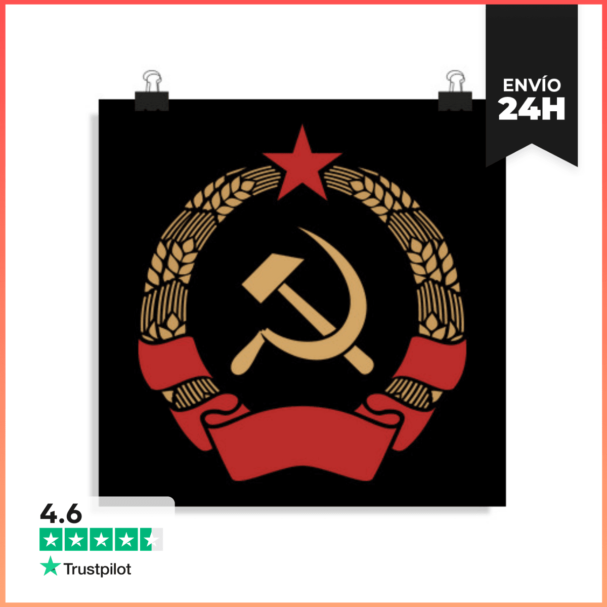 Póster Cuadrado 1:1 - (40 X 40 Cm) EMBLEMA COMUNISTA laTostadora