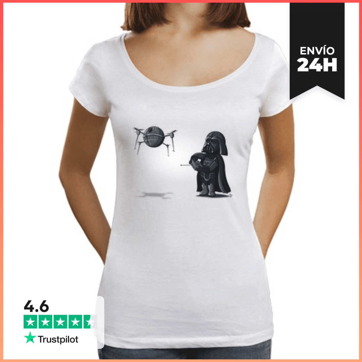 Camiseta Mujer Cuello Ancho Loose Fit Drone Star laTostadora