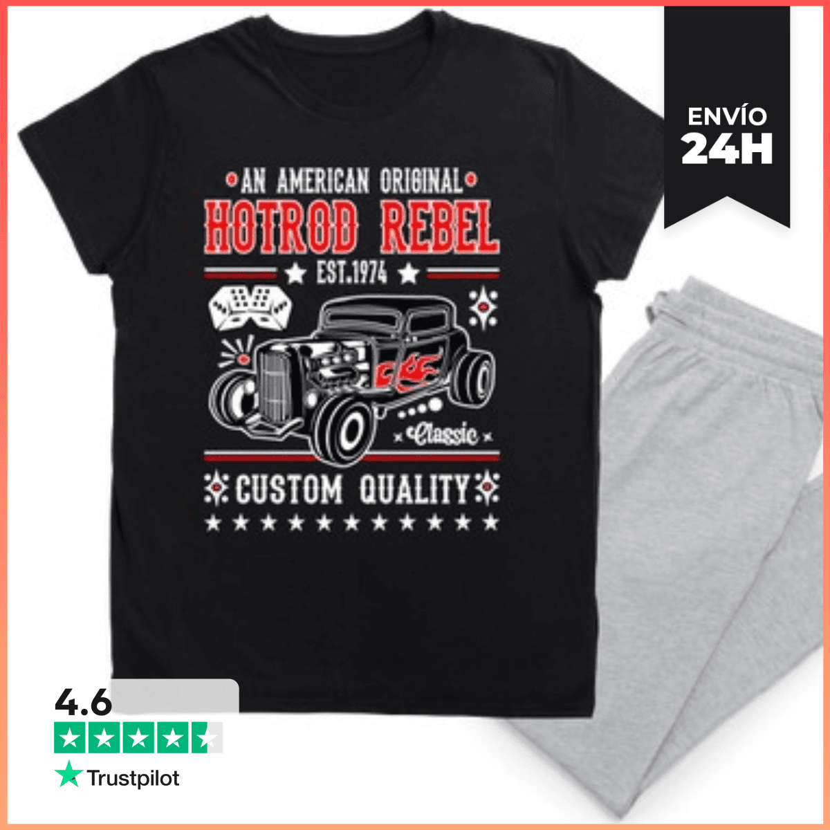 Pijama 1974 Rockabilly Classic Car Vintage Hot Rod Rockers