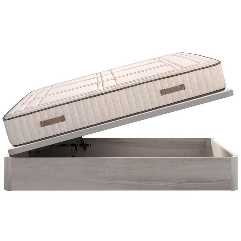 Colchón Hr Cotton con visco 27 cm extra firme transpirable + Canapé abatible madera 3D transpirable altura 34 cm 160x200 cm Nordico