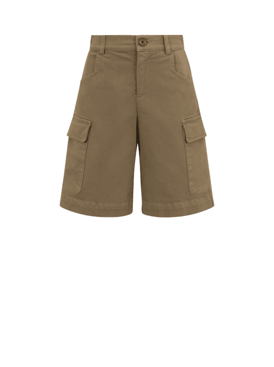 Etro, Bermudas Cargo De Algodón Elástico Con Logo, Verde, Tamaño 4Y