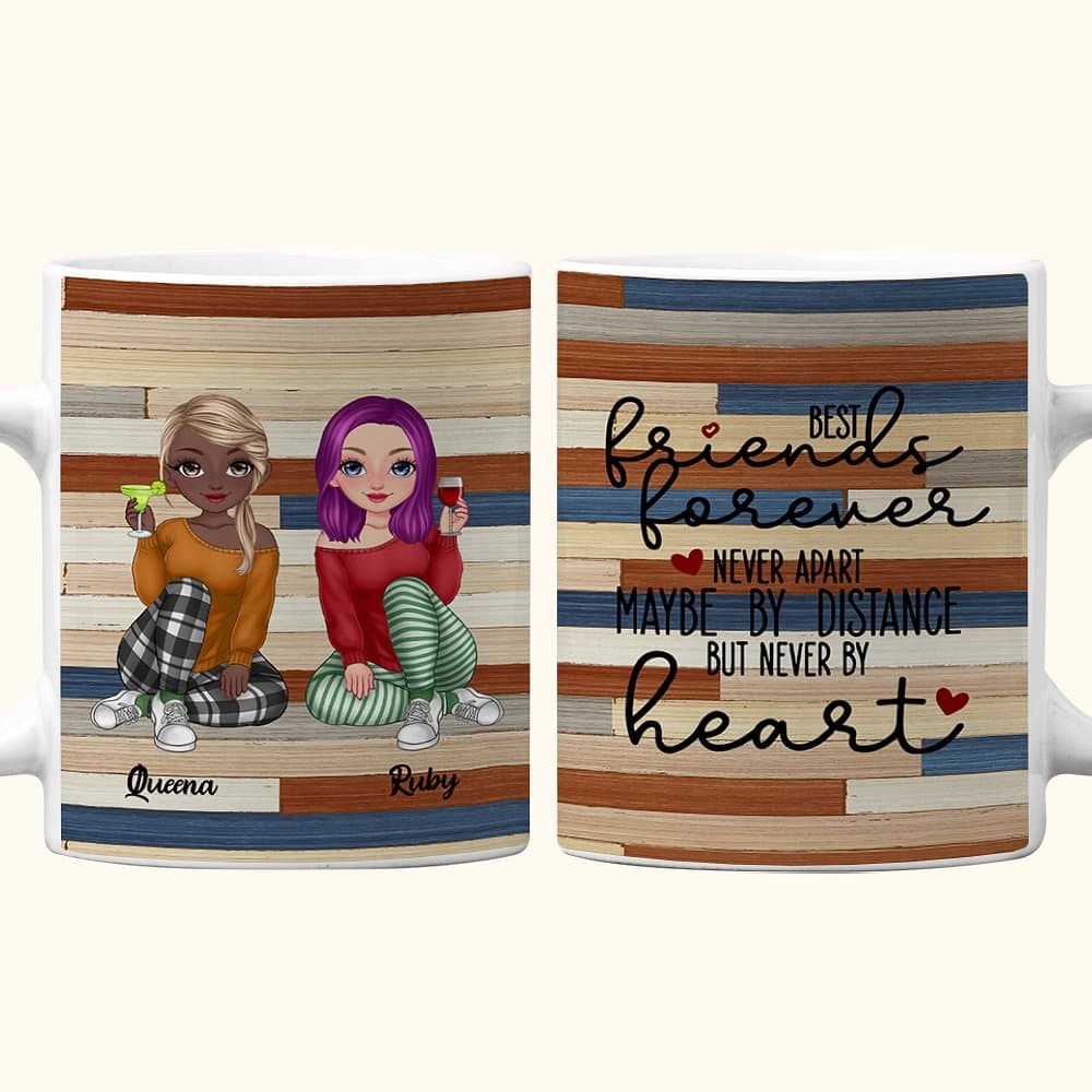 Taza de cerámica blanca personalizada Best Friend Forever Never Apart Long Distance Friendship Gift