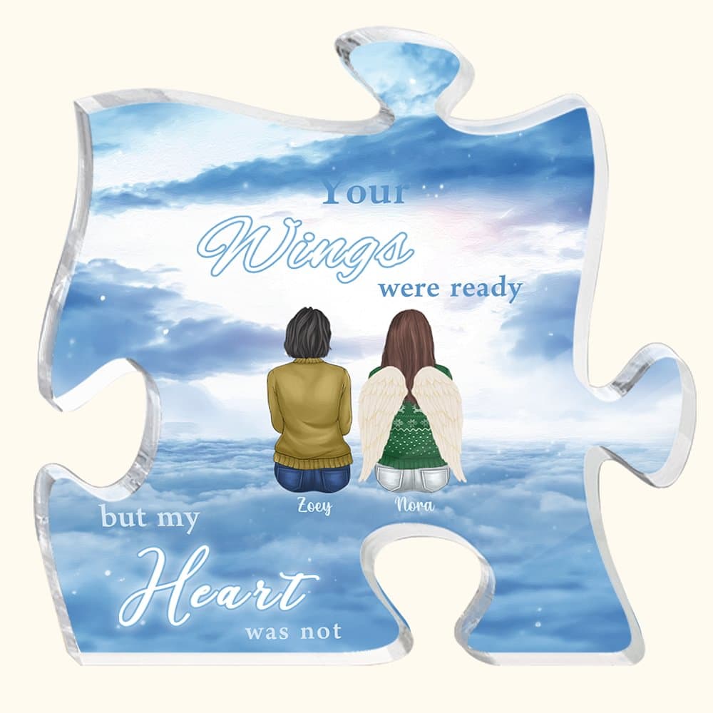 Personalizado Your Wings Were Ready But My Heart Was Not Puzzle Adorno acrílico de escritorio Decoración navideña Regalo conmemorativo para la