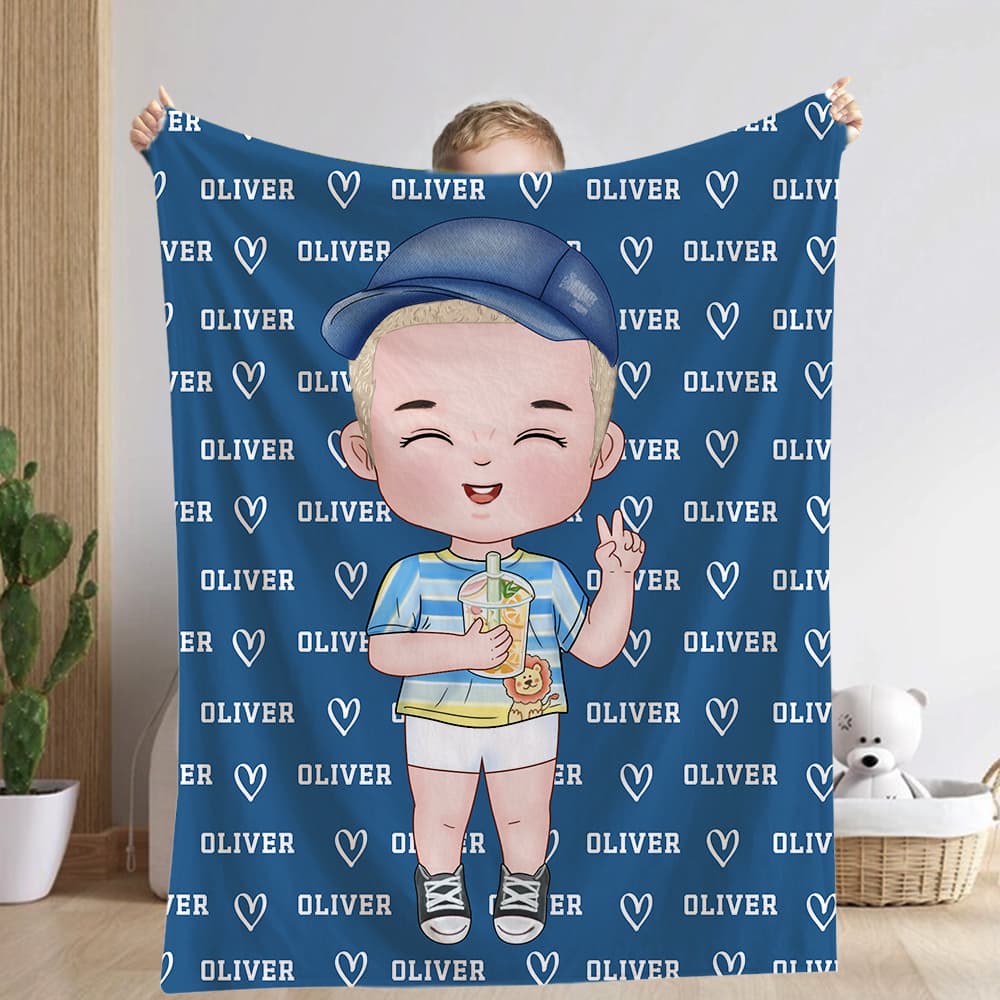 Manta Personalizada de Dibujos Animados con Múltiples Nombres Baby Shower Birthday Christmas Gift for Boys Girls