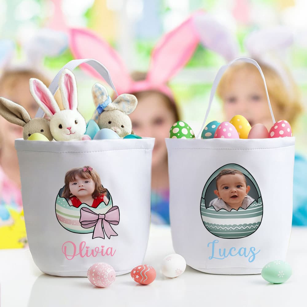 Cesta de huevos de Pascua con nombre Fiesta de Pascua Regalo de cumpleaños para niños Niñas