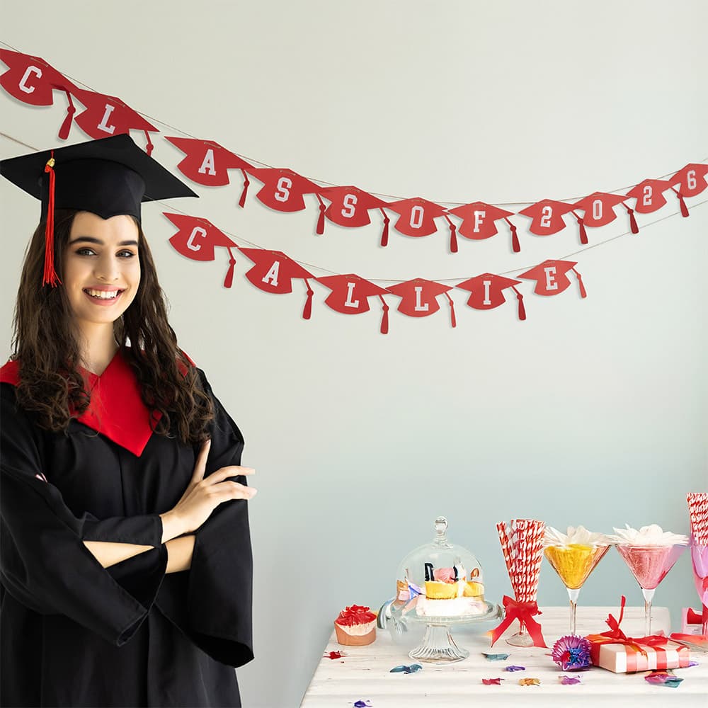 Personalizado Multicolor Graduación Cap Banner con Nombre Hogar Pared Decoración Graduación Universitaria Fiesta Decoración Regalo para la Clase
