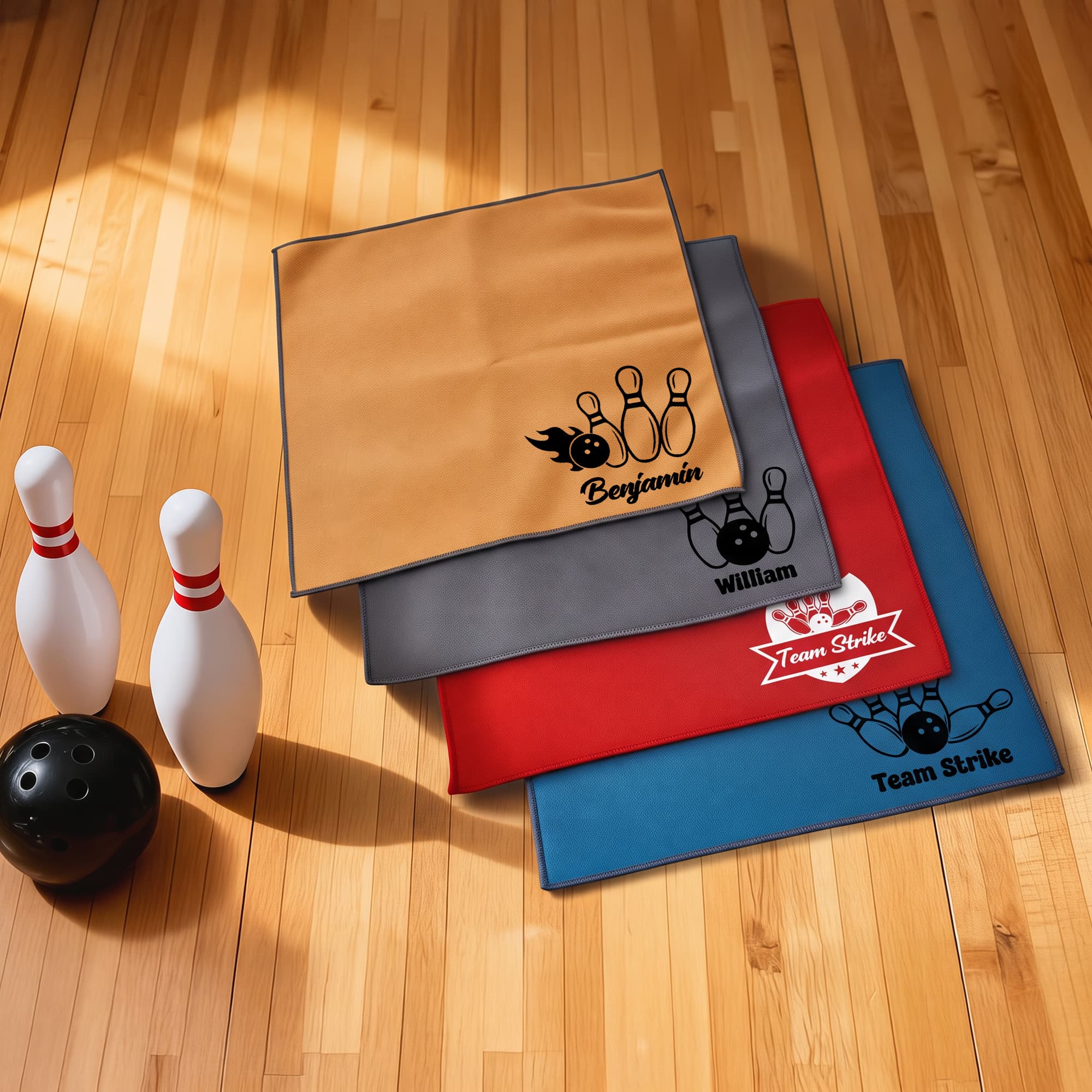 Paño de gamuza personalizado para eliminar el aceite de las pistas de bolos, con texto, accesorio para boleras, regalo de cumpleaños para los