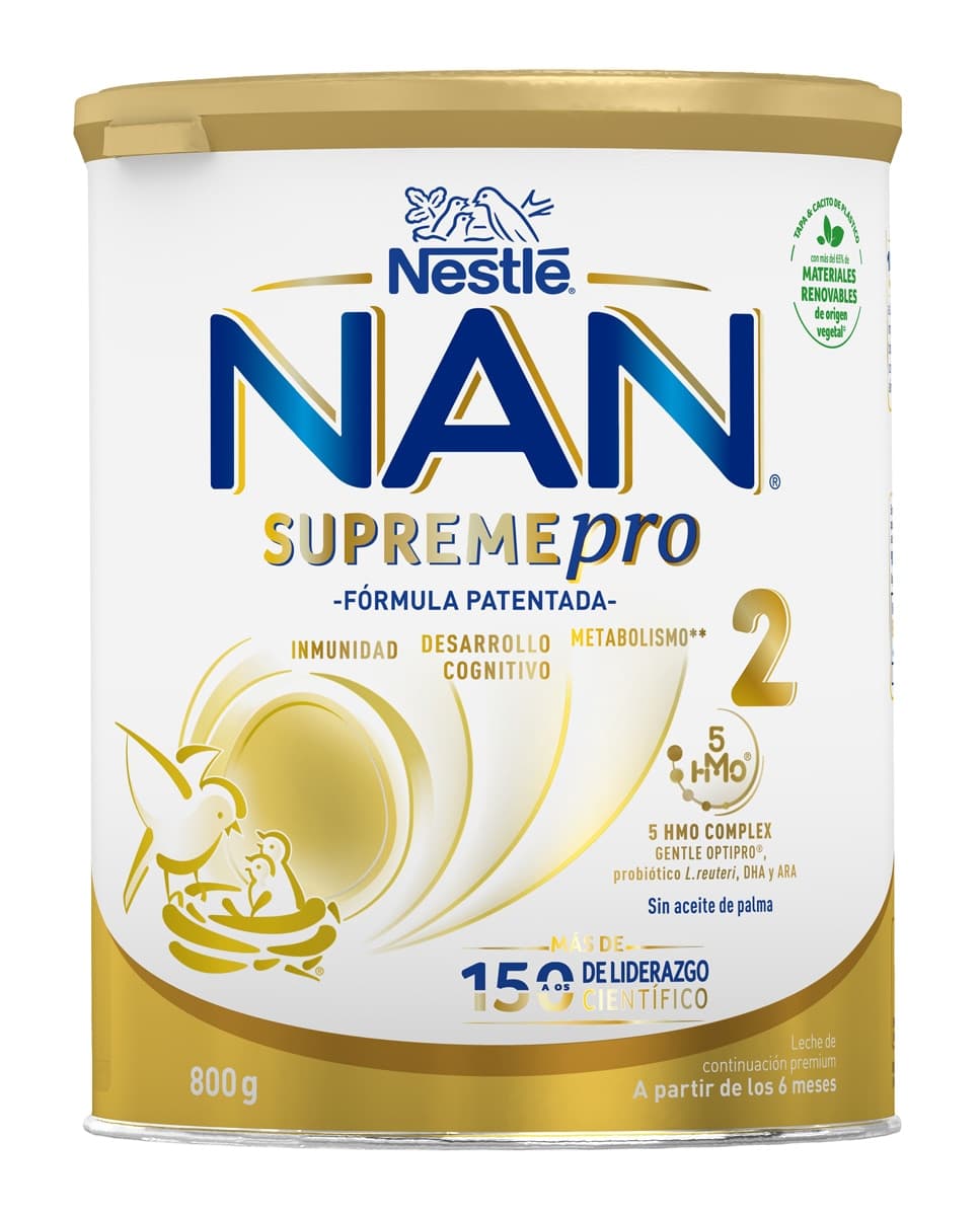 NESTLE - Leche de continuación Nan Supreme Pro 2 en polvo Premium 6 a 12 meses 800 g Nestlé.