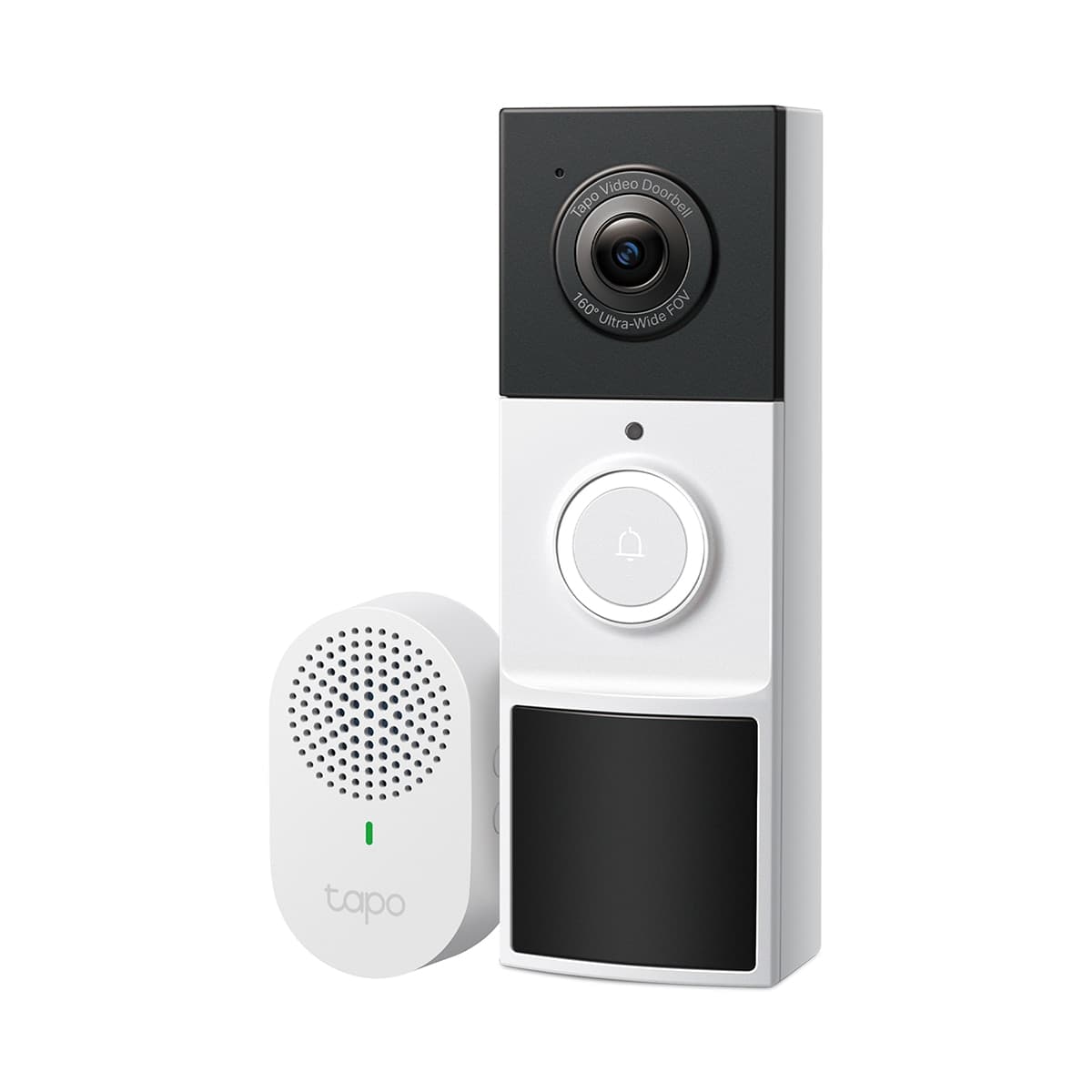 TAPO - Timbre Inteligente con Cámara Tapo D210, Resolución 2K, Visión Amplia de 160°, Visión Nocturna a Color, Detección IA, IP65.