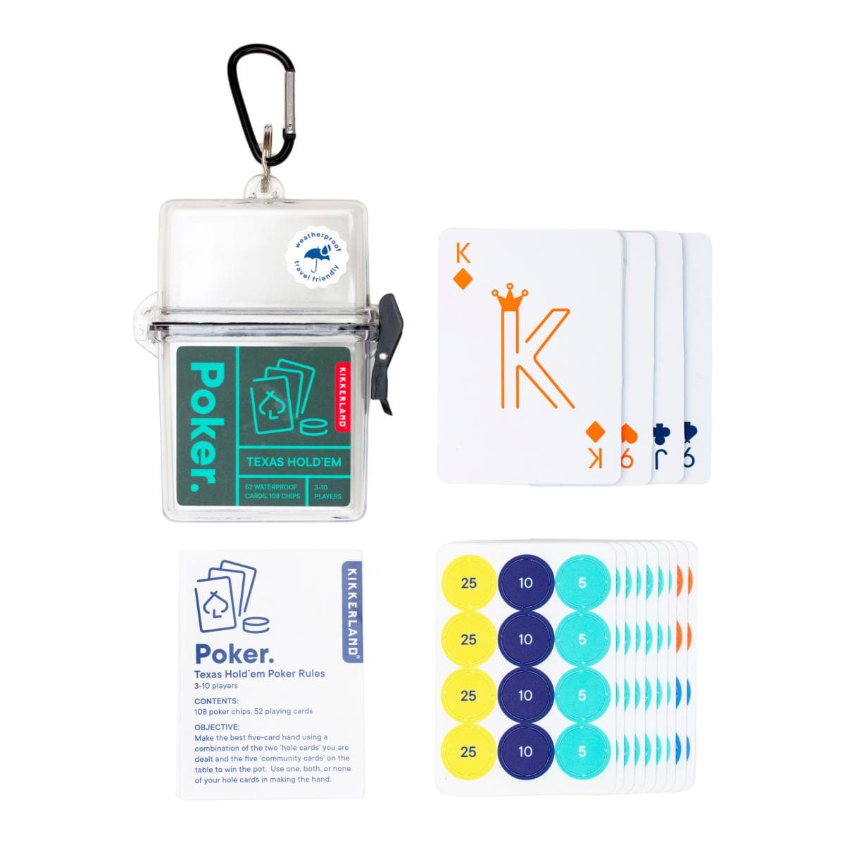 Kikkerland - Baraja de cartas de Kikkerland con estuche impermeable.
