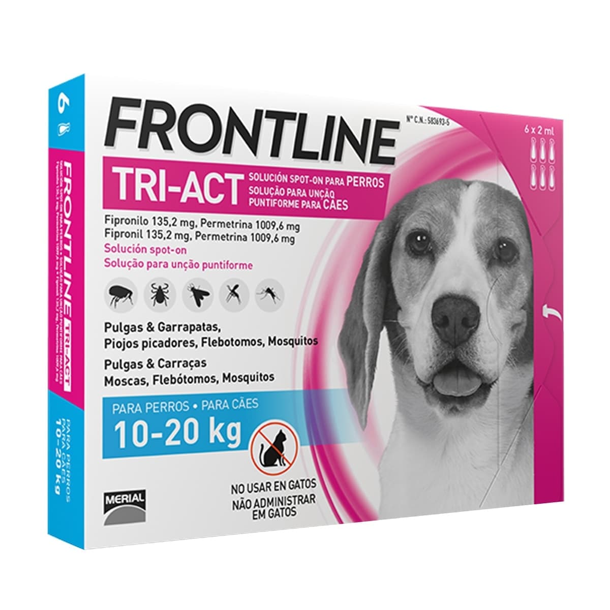 Frontline Tri-Act - Frontline Tri-Act 135,2 mg - 1 009,6 mg solución spot-on para perros 10-20 kg.