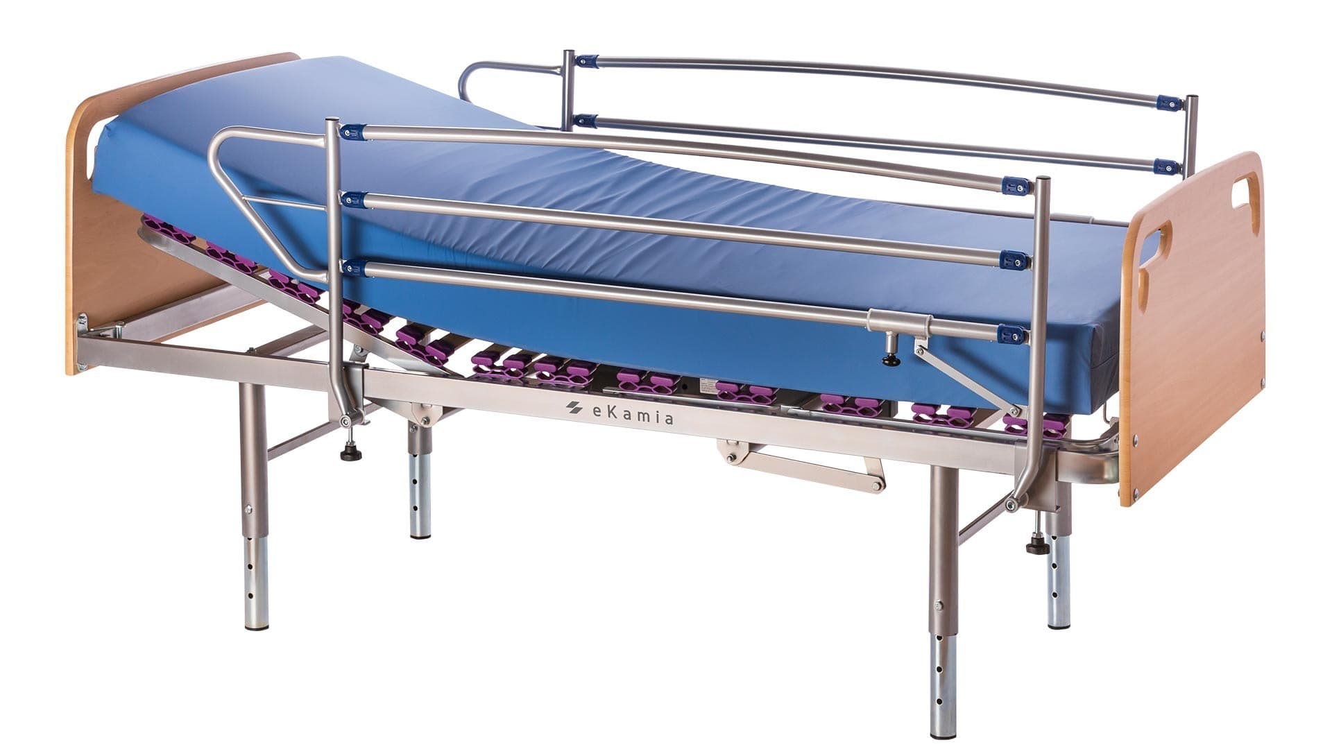 Cama Articulada Geriátrica de Hospital Eléctrica con Colchón Sanitario HR, Patas Regulables, Cabecero, Piecero y Barandilla : Medidas - 90cm x ...