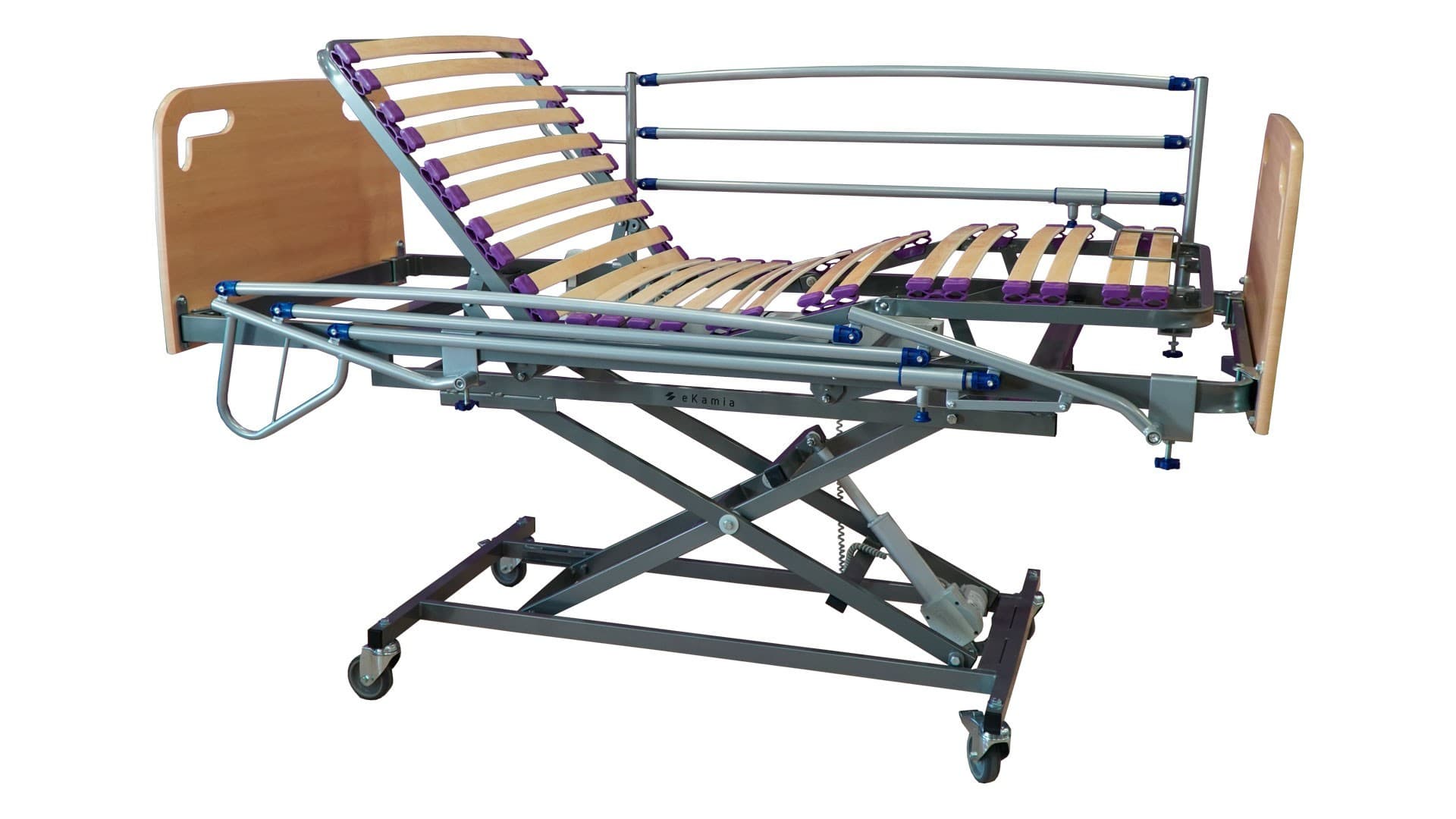 Cama Articulada Geriátrica de Hospital Eléctrica con Carro Elevador, Cabecero, Piecero y Barandilla : Medidas - 105cm x 190cm