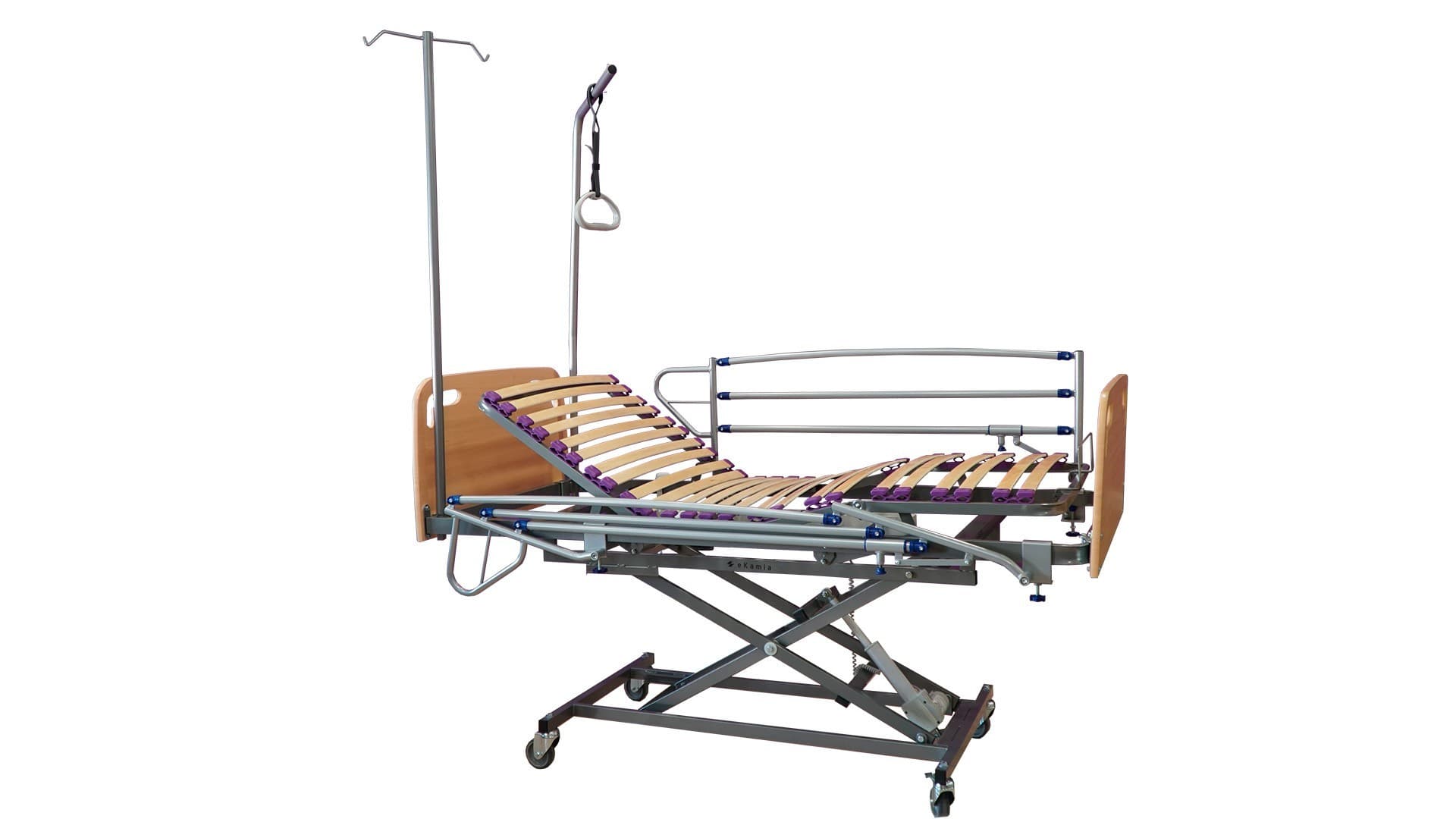 Cama Articulada Geriátrica de Hospital Eléctrica con Carro Elevador, Cabecero, Piecero, Barandilla, Agarrador y Porta Gotero : Medidas - 105cm ...