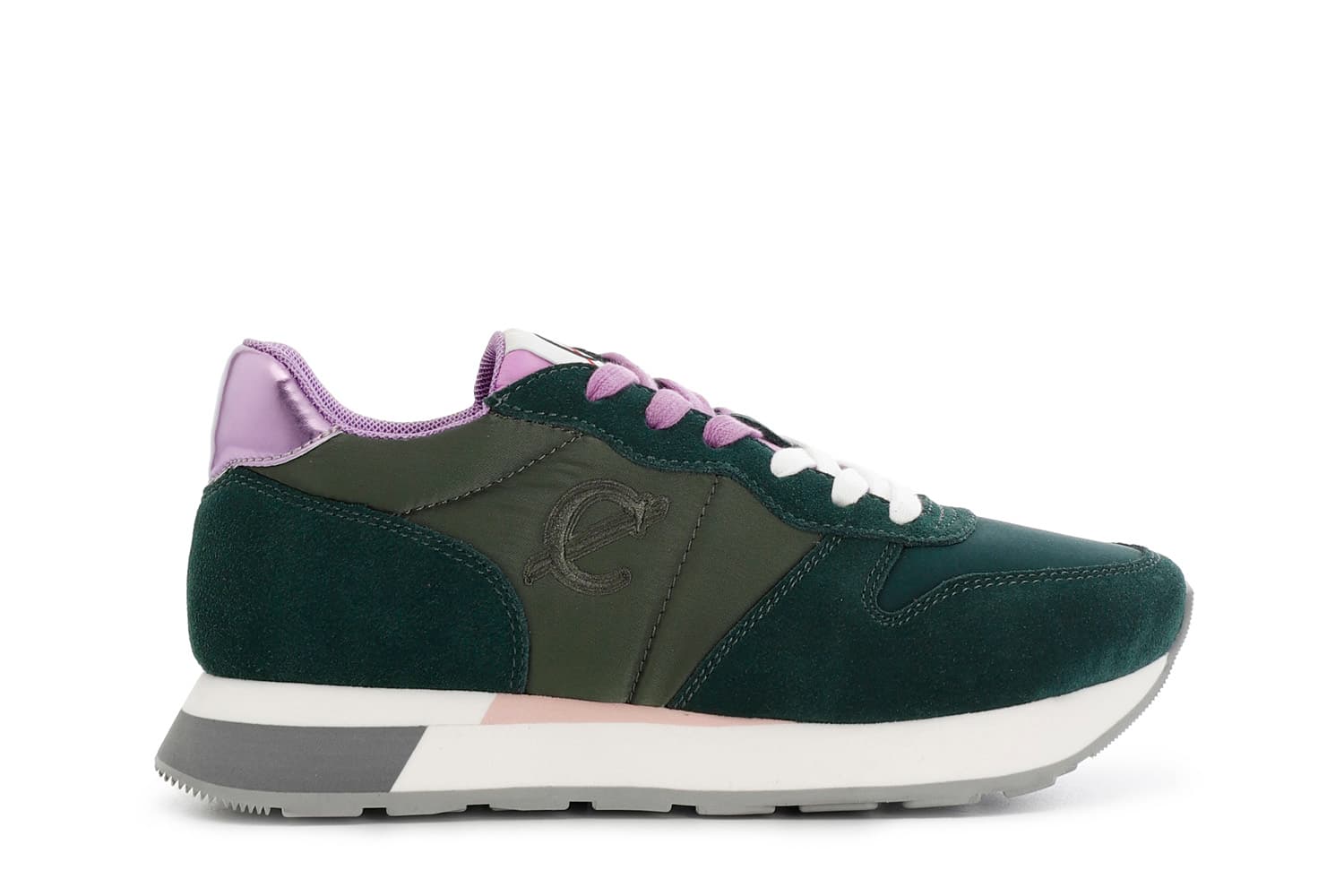 zapatillas de mujer en ante y tejido. green 37