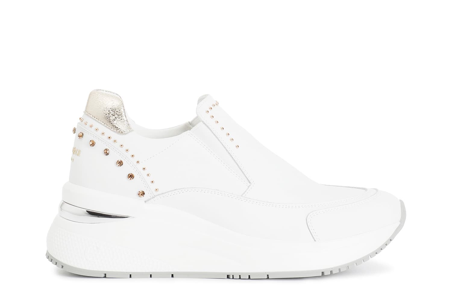 slip-on de mujer con tachuelas y pedrería white 37