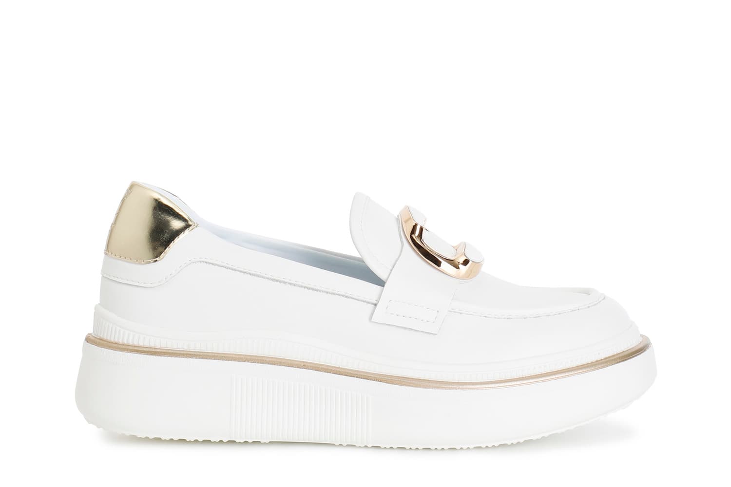 mocasín de piel con accesorio esmaltado white 38