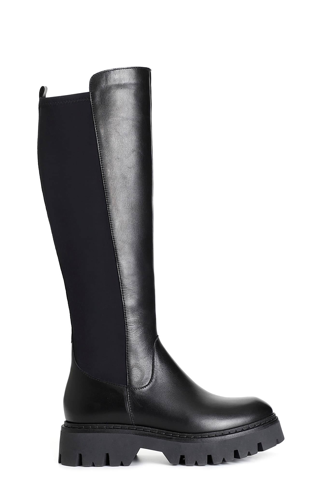 bota en piel y lycra. black