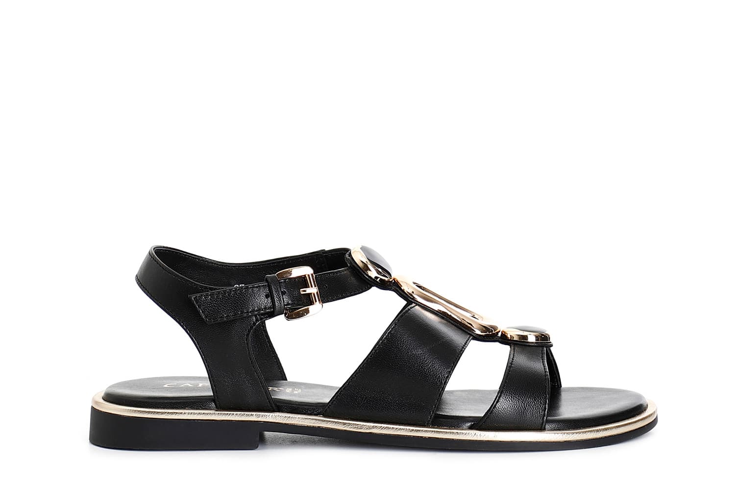 sandalias de piel con hebilla y triple complemento. black 41