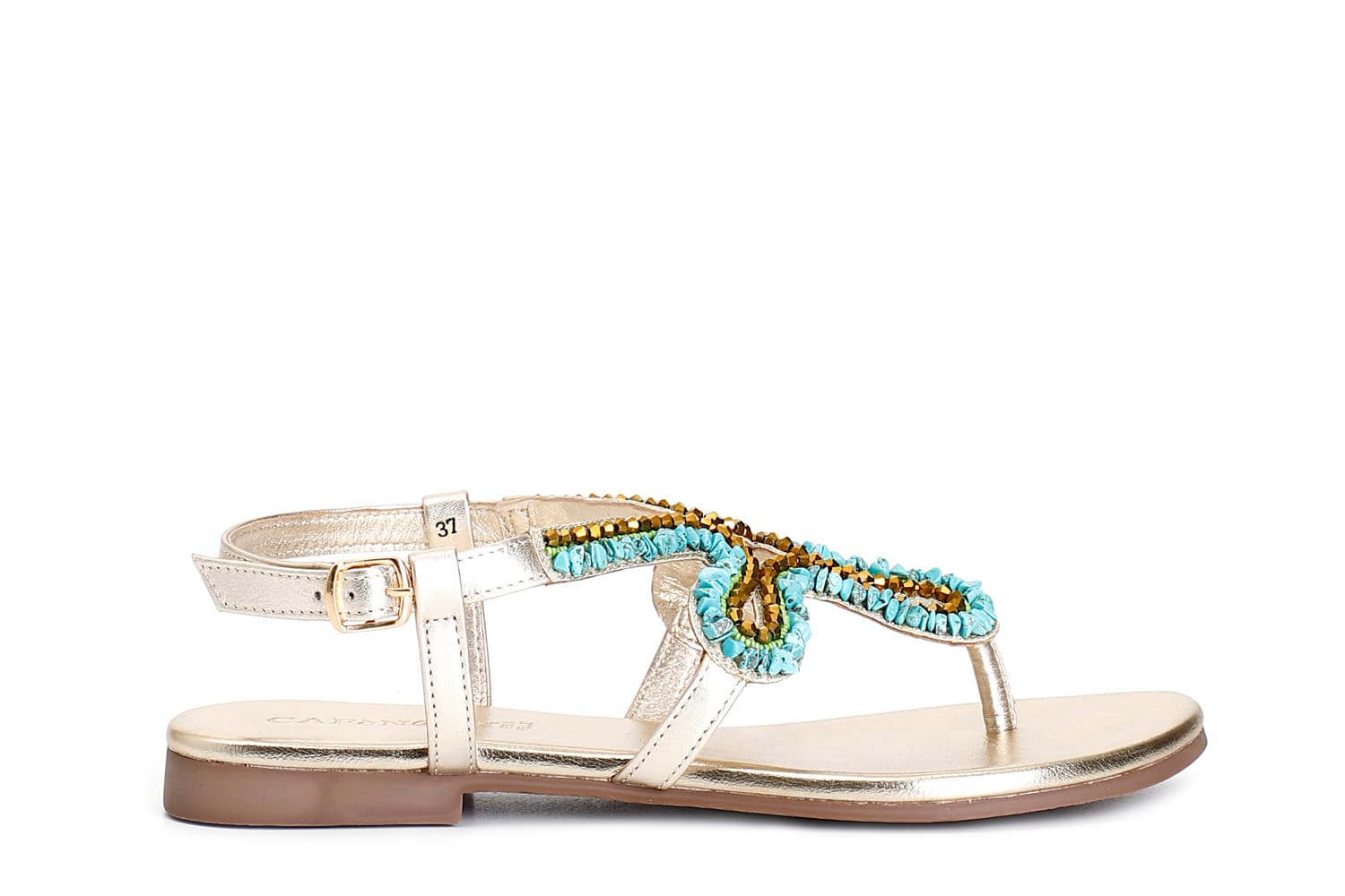 sandalias chanclas con bordados y aplicaciones. multi turquoise 39
