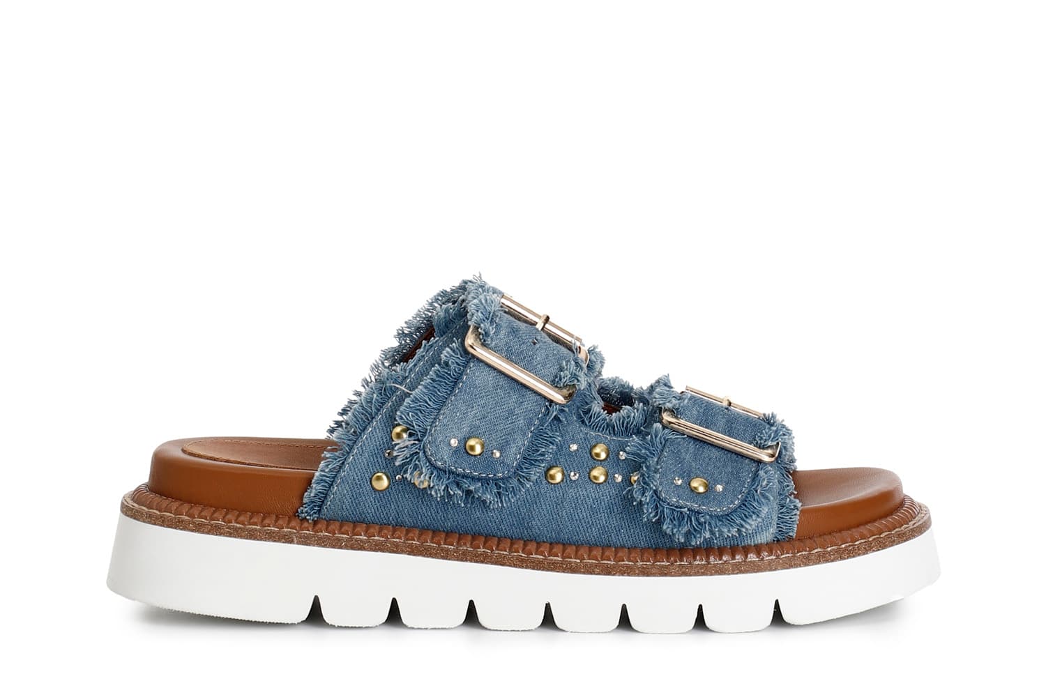 zapatilla denim doble hebilla jeans 37
