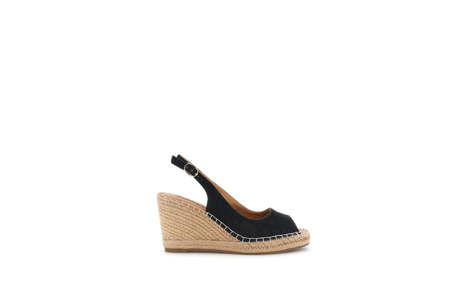 sandalias de lona con punta abierta black 36
