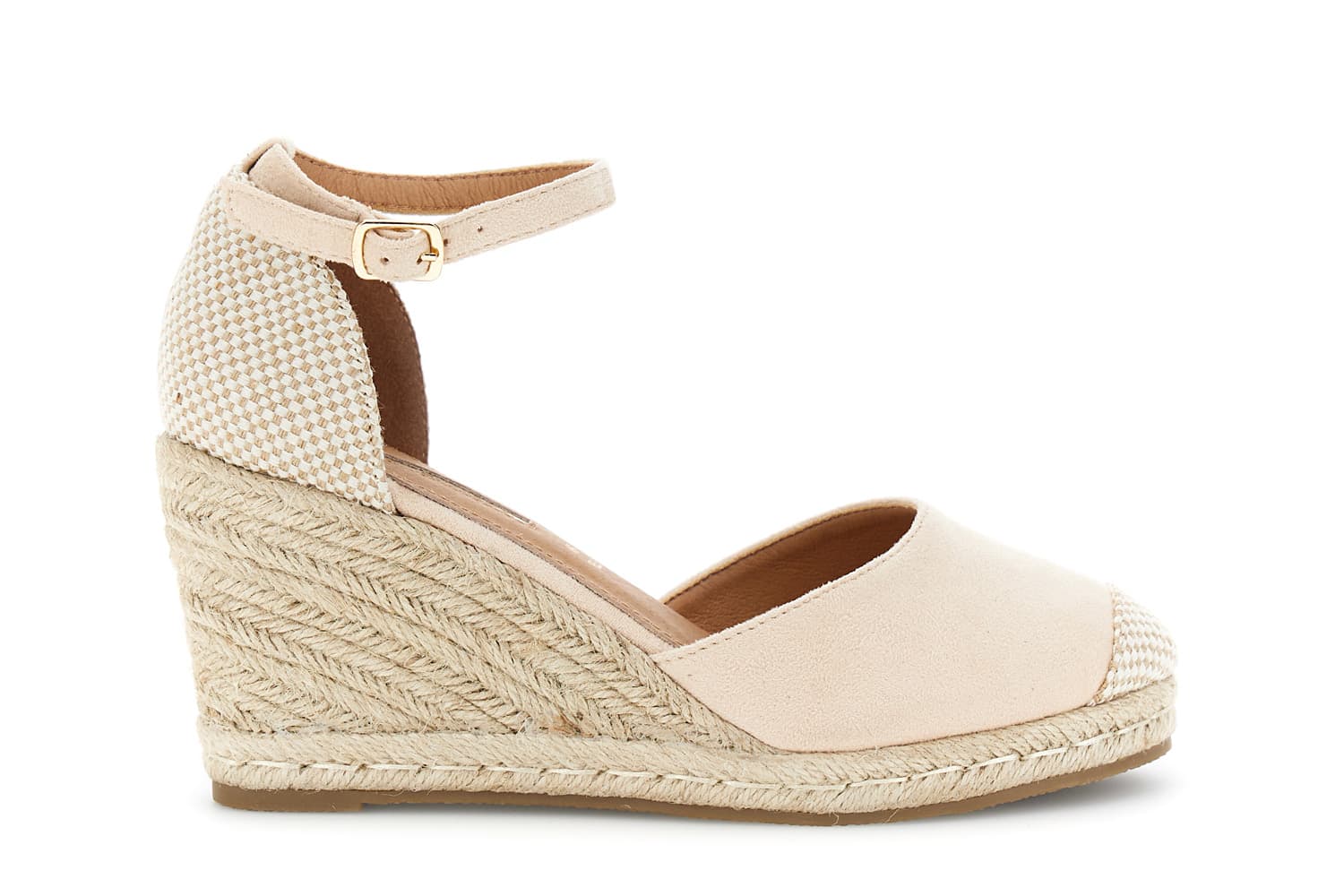 sandalias de cuña de microfibra beige 40