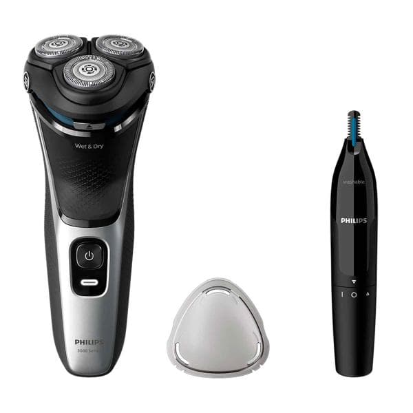 Philips Shaver 3000 Series S3143/02 Afeitadora Eléctrica en Seco/Mojado + Recortador de Nariz/Orejas - Nuevo