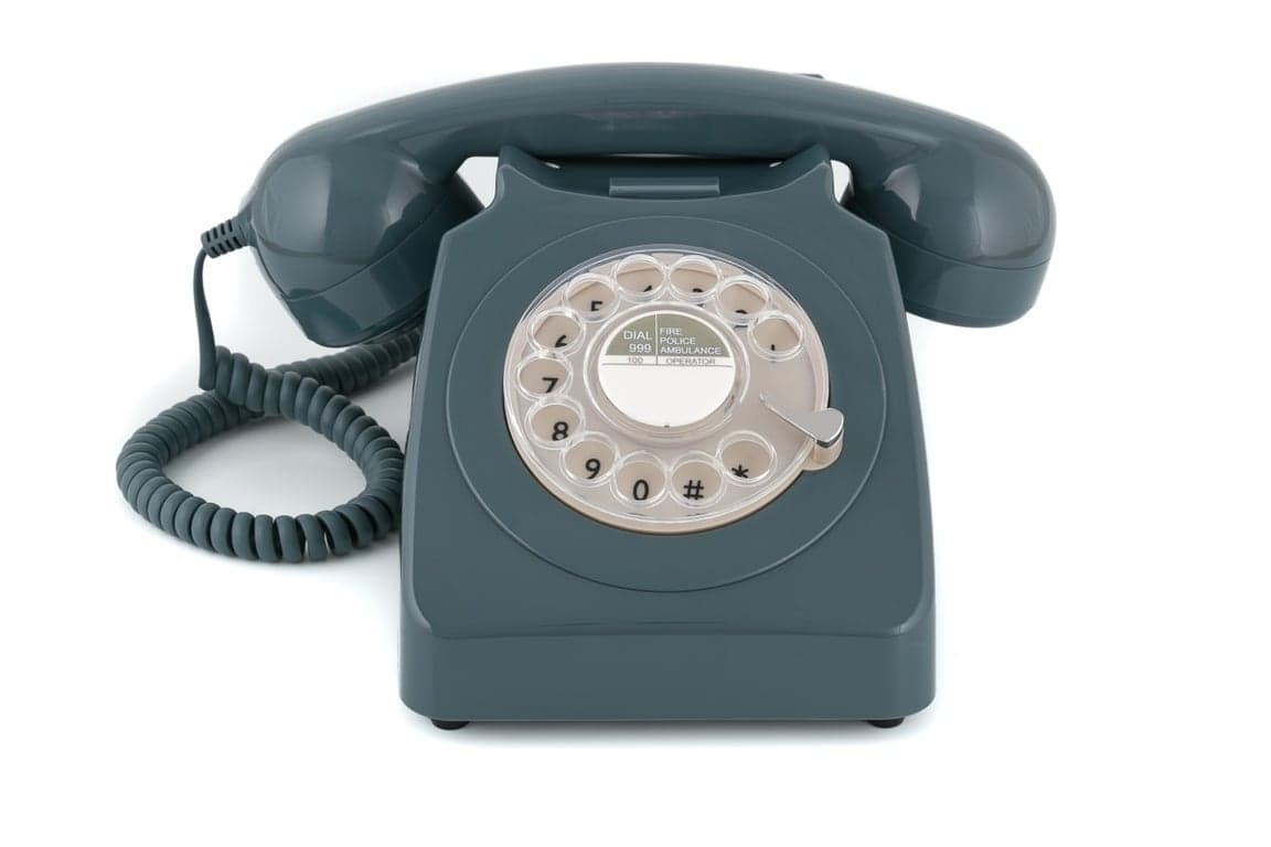 GPO 746 Teléfono Rotativo con Marcador – Teléfono Fijo Vintage, Diseño retro británico icónico - Gris - Nuevo