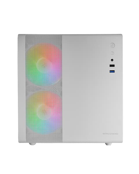 Mars Gaming MC-400, Caja Gaming Compacta Micro-ATX, Ventana Lateral Completa Cristal Templado, 3X Ventiladores FRGB 120mm, Panel Lateral Completo