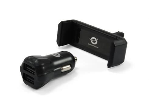 Conceptronic CUSBCAR2AKIT cargador de dispositivo móvil Smartphone, Tableta Negro Encendedor de cigarrillos Auto - Nuevo