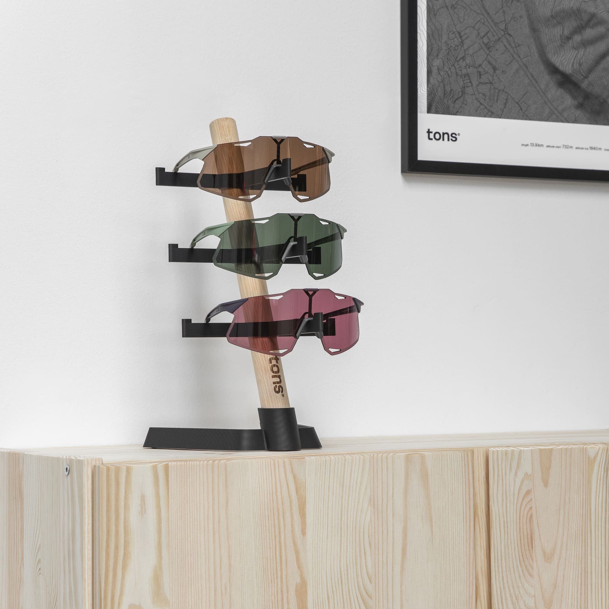 Tons Desk Organiser for 3 pairs of glasses smoked oak