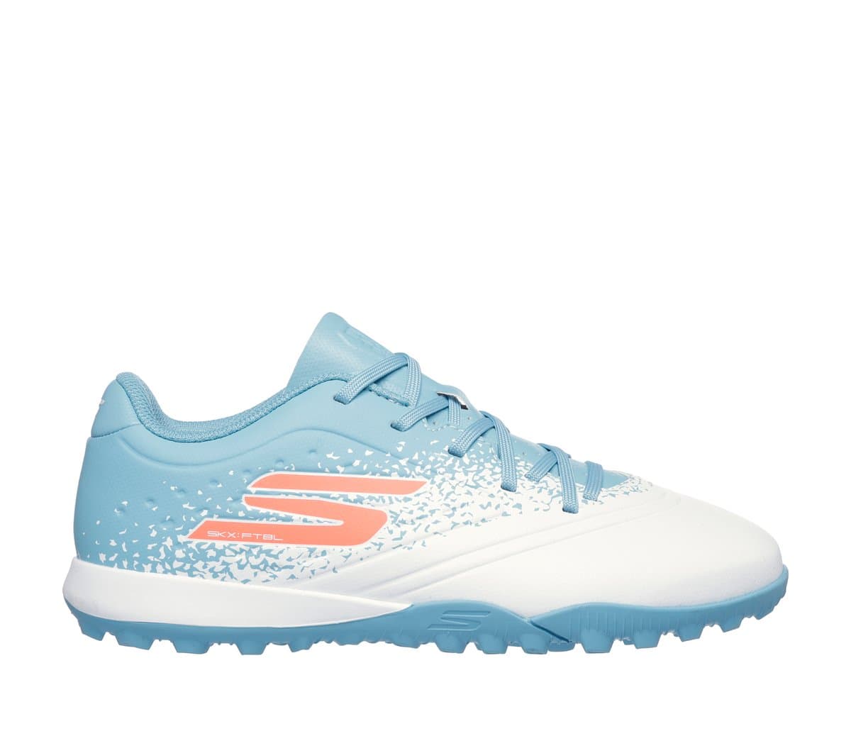 Skechers Razor 1.5 Jr Td TF en Blanco/Turquesa, talla 27