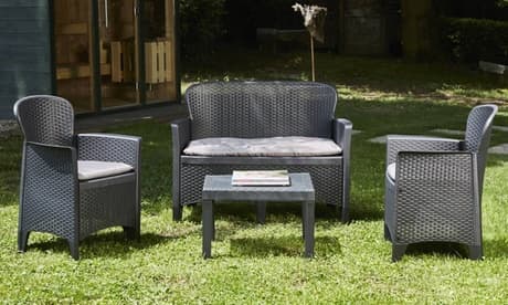 Conjunto de muebles para exteriores con efecto ratán: Antracita