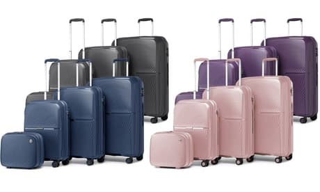 Maleta de ruedas rígida British Traveller con diseño ondulado: Maleta mediana / Azul marino