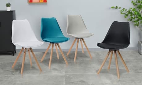 Silla de estilo escandinavo con asiento blando redondo de Sampur: Azul pato / 4