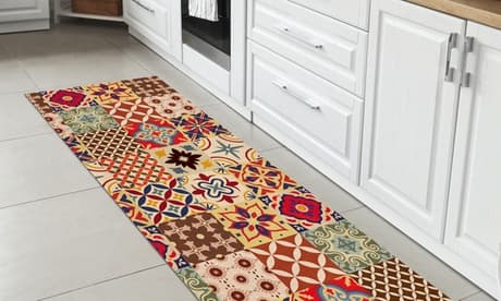 Alfombra de cocina con diseño de azulejos y reverso antideslizante: Modelo 424 / 50 x 300 cm