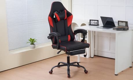 Silla gaming ergonómica con función de masaje: Rojo