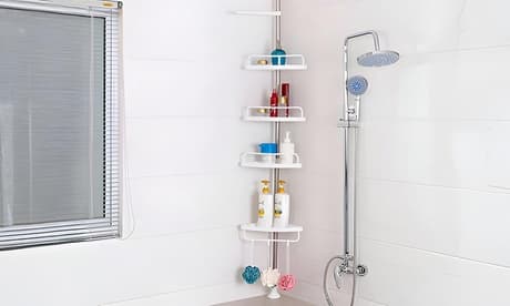 Estantería esquinera extensible para ducha con 4 alturas
