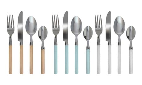 Set de 24 cubiertos de acero inoxidable con mango de colores: Azul