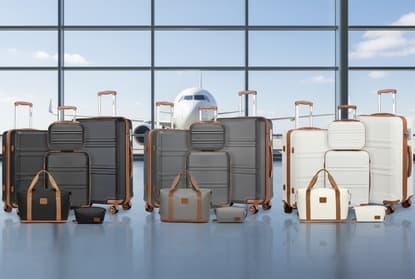 Conjunto de viaje con 4 maletas rígidas bolsa de mano y neceser: Gris y marrón