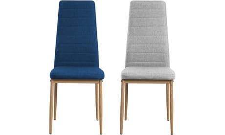 Silla moderna con asiento de tela y patas de metal de Sampur: Gris claro / 1