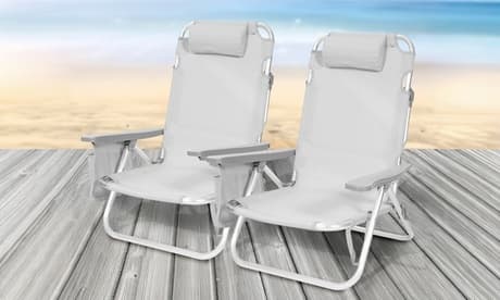 Dos sillas de playa con reposacabezas: Beige